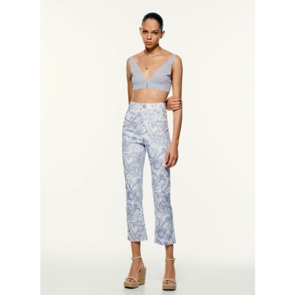 NWT Zara Straight Cut Printed Pants in Blue/White - Ref. 1478/029 - Picture 3 of 11
